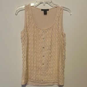 August Silk Cream Ribbed Sleeveless Tank Top